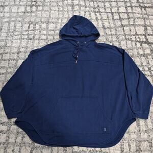 Savage X Fenty Oversized Pullover Hoodie Navy Blue Rose Gold Detail M Rihanna